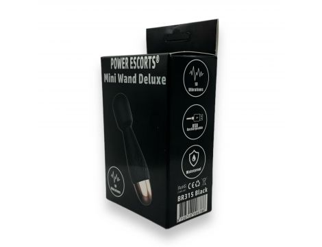 Mini wibrator wand Power Escorts silikonowy czarny USB 11,6 cm - 3