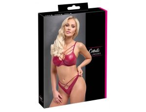 Komplet bielizny Cottelli LINGERIE czerwony wet look 85B
