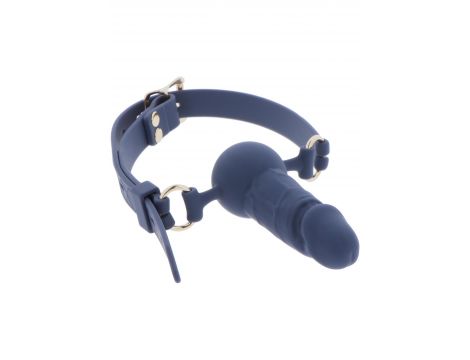 Knebel silikonowy z penisem Taboom niebieski 60 cm - 3