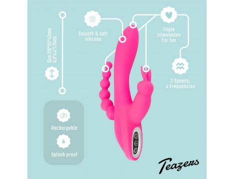 Podwójny wibrator króliczek Teazers USB 21 cm - 9