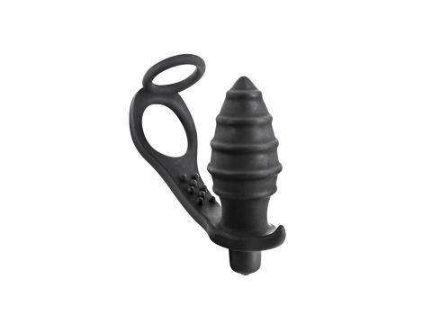 Stymulator prostaty z ringiem i plugiem AP071 czarny