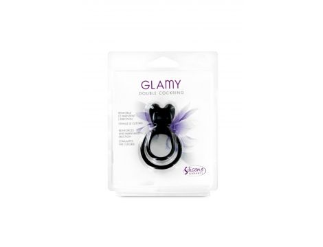 Podwójny pierścień erekcyjny Glamy czarny silikonowy 30 mm - 2