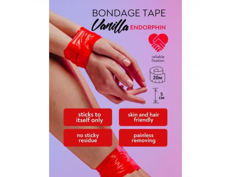 Taśma bondage Vanilla czerwona PVC 20 m 5 cm - 2