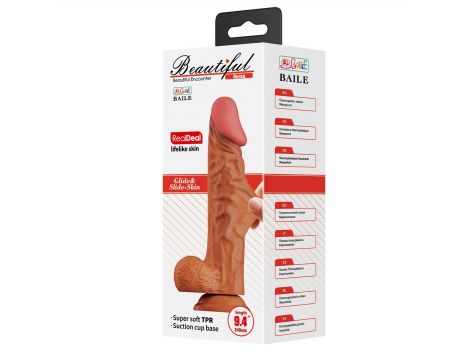 Dildo realistyczne Baile BURAQ zakrzywione super miękkie TPR 24 cm - 8