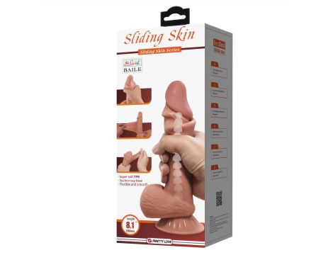 Dildo realistyczne Baile z przesuwaną skórą giętkie 22 cm przyssawka - 11