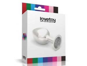 Duży srebrny korek analny Lovetoy metalowy 10 cm