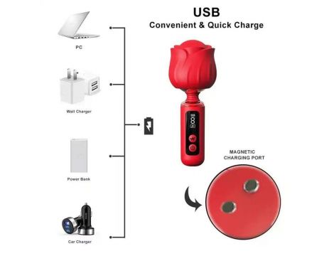 Wibrator Rose Magic silikonowy wodoodporny USB 12,5 cm - 2