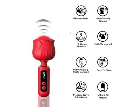 Wibrator Rose Magic silikonowy wodoodporny USB 12,5 cm - 3