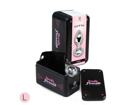 CLEAR CRYSTAL JEWELLED METAL BUTT PLUG L