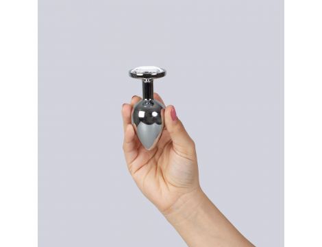 CLEAR CRYSTAL JEWELLED METAL BUTT PLUG L - 2