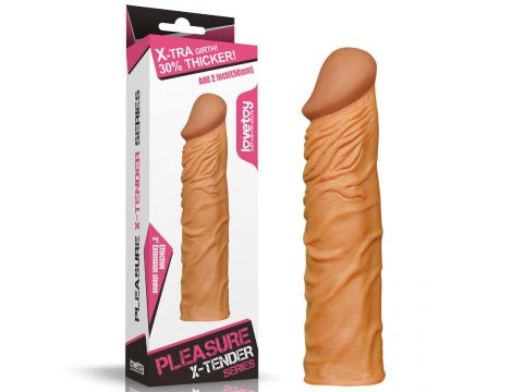 Add 2"" Pleasure X Tender Penis Sleeve Brown - 4