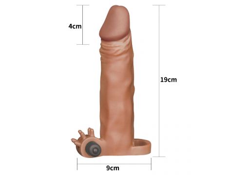 Add 2"" Pleasure X Tender Vibrating Penis Sleeve Brown