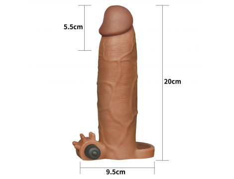 Add 3" Pleasure X Tender Vibrating Penis Sleeve Brown