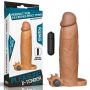 Add 3" Pleasure X Tender Vibrating Penis Sleeve Brown - 4