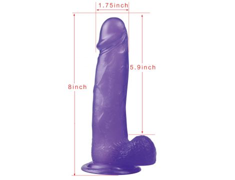 8"" Jelly Studs Crystal Dildo Large Purple - 4