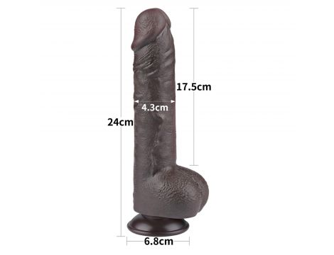9.5'' Sliding Skin Dual Layer Dong Black - 2
