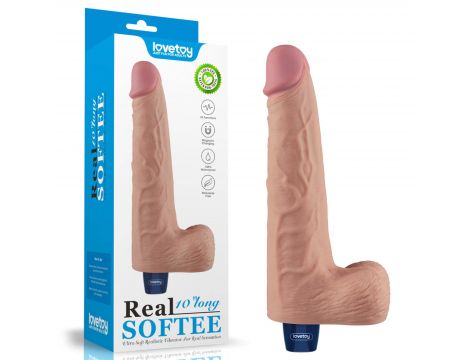 10" REAL SOFTEE Rechargeable TPE Vibrating Dildo(Flesh)