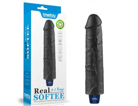 Realistyczne dildo wibrujące Lovetoy Softee czarne USB 24 cm - 5