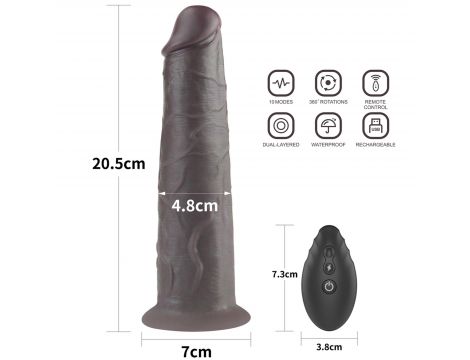 Dildo realistyczne dwuwarstwowe Lovetoy 20 cm obrotowe USB - 2