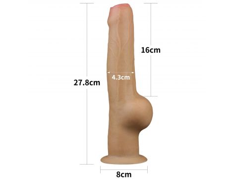 Dildo realistyczne dwuwarstwowe silikonowe Lovetoy z uchwytem 28 cm - 3