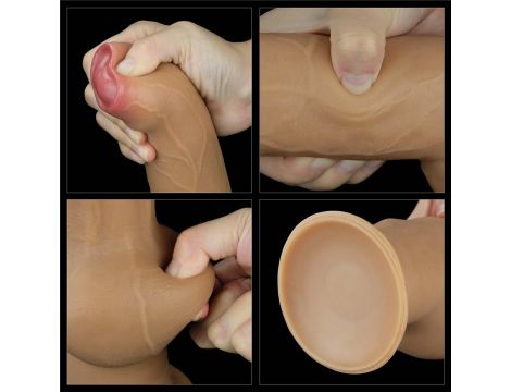 Dildo realistyczne dwuwarstwowe silikonowe Lovetoy z uchwytem 28 cm - 16