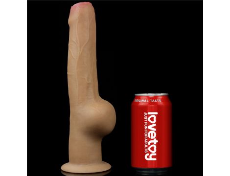 Dildo realistyczne dwuwarstwowe silikonowe Lovetoy z uchwytem 28 cm - 15