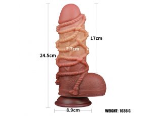 9.5'' Dual layered Platinum Silicone Cock with Rope