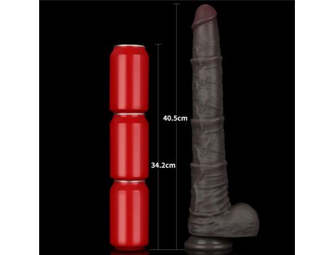 16'' Dual Layered Bendable Silicone Cock XXL(Black) - 16