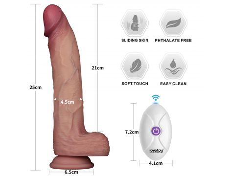 10" Vibrating Sliding Skin Pro II Dual Layer Silicone Dong - 2