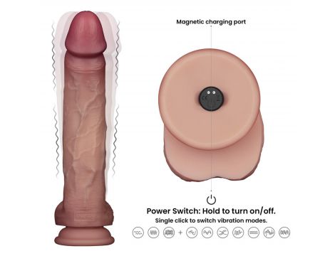 10" Vibrating Sliding Skin Pro II Dual Layer Silicone Dong - 3