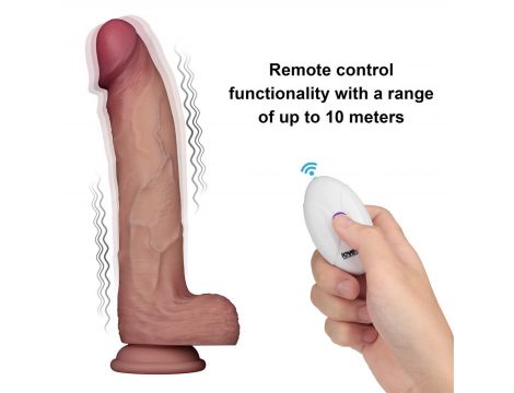 10" Vibrating Sliding Skin Pro II Dual Layer Silicone Dong