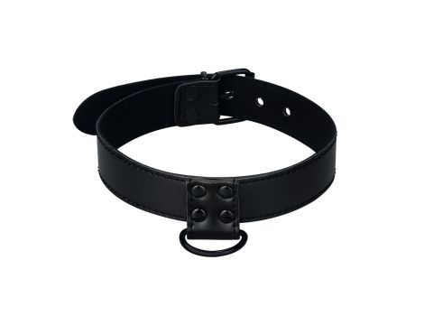 Bondage Fetish Black Matt Collar With Leash - 4