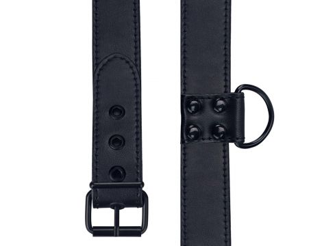 Bondage Fetish Black Matt Collar With Leash - 3