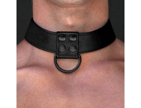 Bondage Fetish Black Matt Collar With Leash - 2