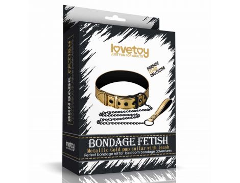 Bondage Fetish Metallic Pup Collar With Leash - 2