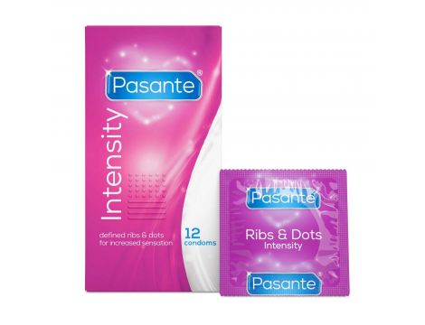 Prezerwatywy prążkowane kropkowane Pasante Intensity 12 szt - 2
