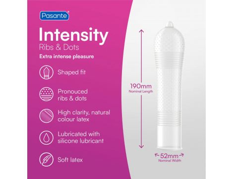 Prezerwatywy prążkowane kropkowane Pasante Intensity 12 szt - 3