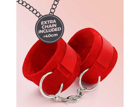 TOUGH LOVE VELCRO HANDCUFFS WITH EXTRA 40CM CHAIN CRUSHIOUS RED - 3