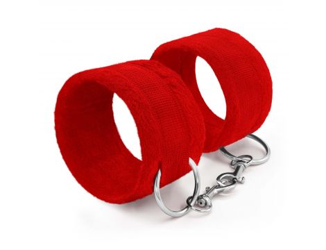 TOUGH LOVE VELCRO HANDCUFFS WITH EXTRA 40CM CHAIN CRUSHIOUS RED