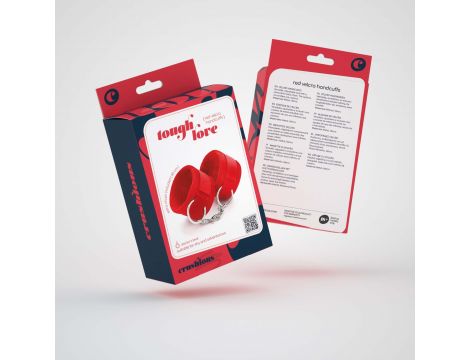 TOUGH LOVE VELCRO HANDCUFFS WITH EXTRA 40CM CHAIN CRUSHIOUS RED - 6