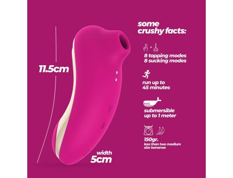 Stymulator łechtaczki Crushious Supernova ssący i stukający różowy USB 12cm - 8