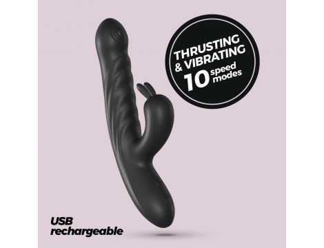 Wibrator króliczek Crushious Lapin silikonowy czarny USB 21,5 cm - 2