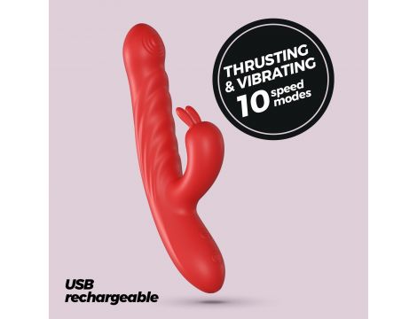Wibrator króliczek Crushious Lapin posuwisty czerwony USB - 8