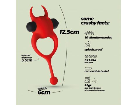 Pierścień erekcyjny wibrujący Daemon Crushious czerwony silikonowy 12,5 cm - 10