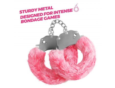 CRUSHIOUS SPANGLE METAL HANDCUFFS WITH PLUSH IN PINK - 4