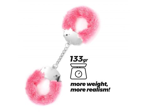 CRUSHIOUS SPANGLE METAL HANDCUFFS WITH PLUSH IN PINK - 2