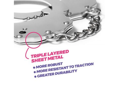 CRUSHIOUS SPANGLE METAL HANDCUFFS WITH PLUSH IN PINK