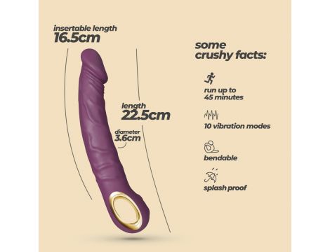 Wibrator realistyczny Crushious Magnus Bend giętki fioletowy USB 22 5 cm - 6
