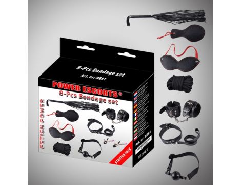 Zestaw bondage 8 częściowy Power Escorts czarny