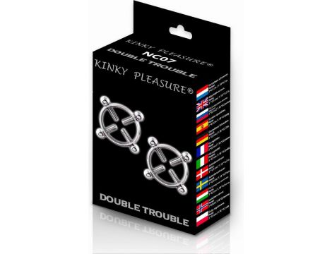 Klipsy na sutki Kinky Pleasure Double Trouble regulowane stal nierdzewna - 2